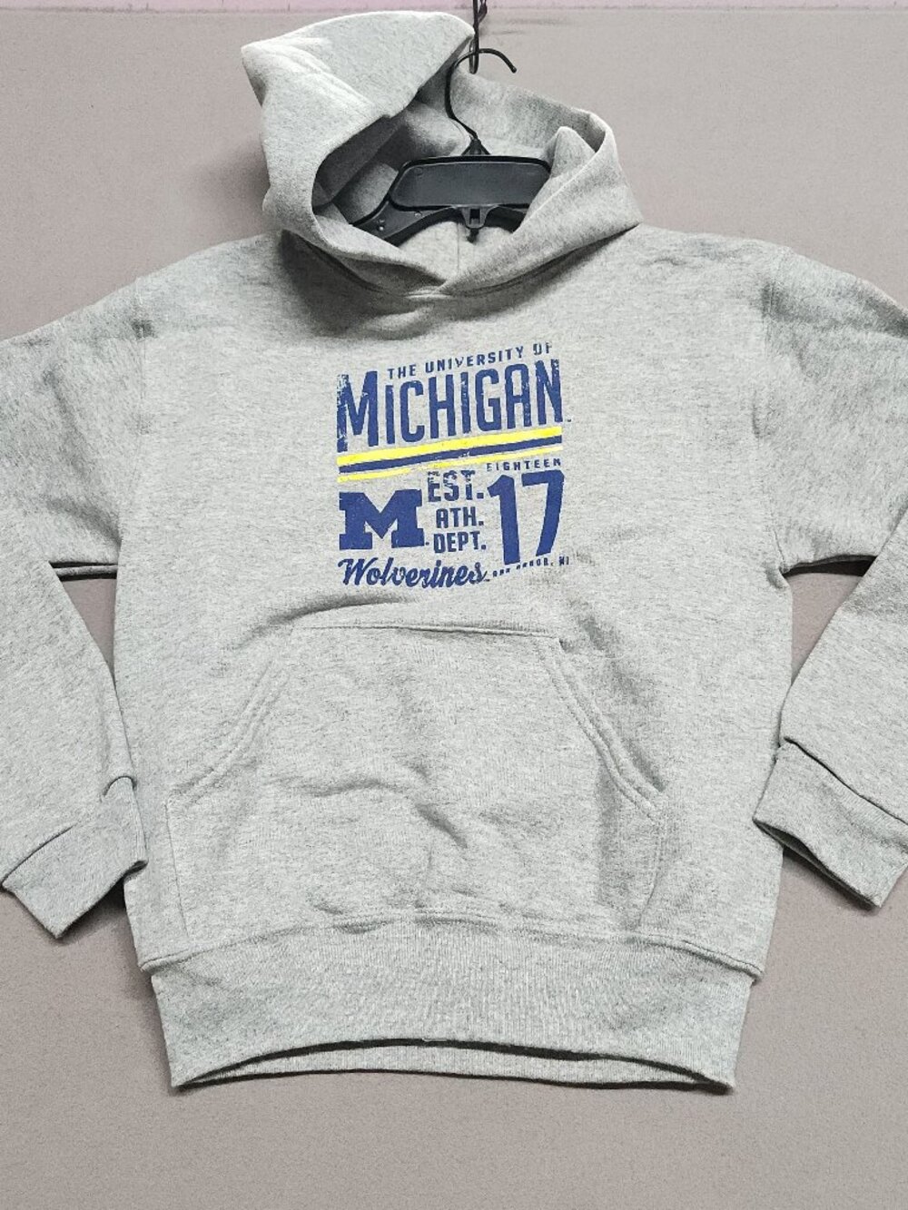 Jerzees Michigan Wolverines Youth Hoodie M 10-12 Ncaa Licensed Gray Fleece 139